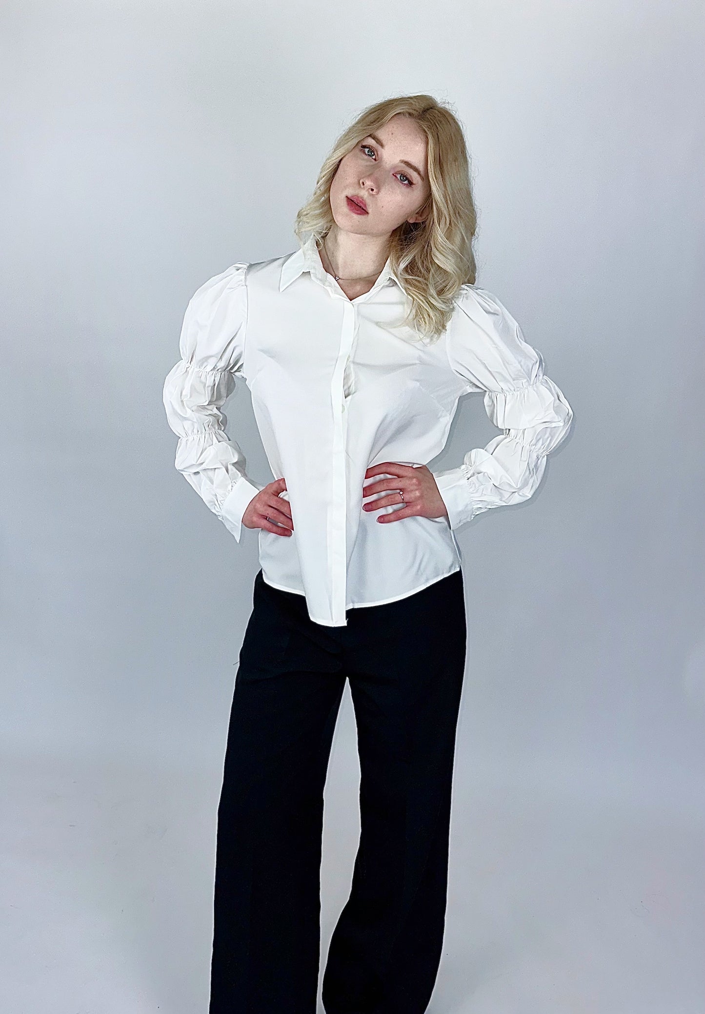 Shirt with bell sleeves